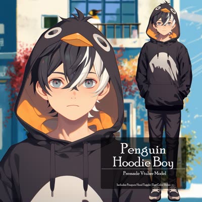 Penguin Hoodie Boy, Male , , ,Cute,Chibi,
