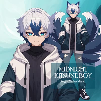 Midnight Kitsune Boy, Male , Rigged , ,Cute,…