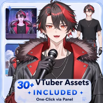 Cool Black-haired Street Rock Idol Man