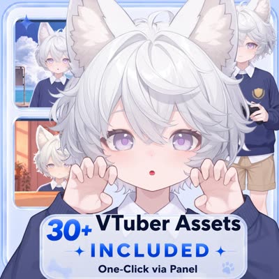 White-haired Shota Cat Boy