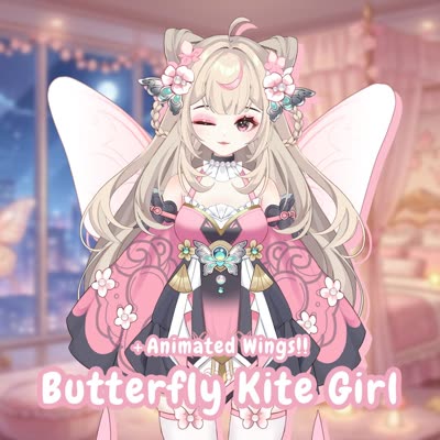 Pink Butterfly Kite Girl