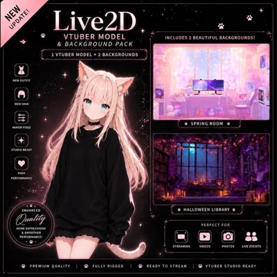 Cute Neko + 2 Backgrounds