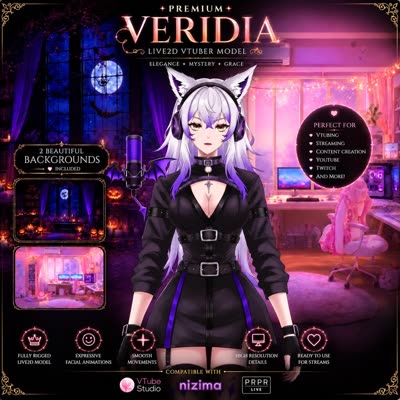 Female , 2 Backgrounds Included , Gothic Cat Girl ,…